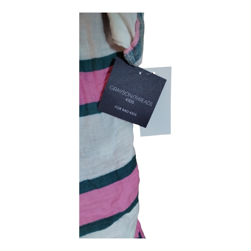 Grayson Threads Pink and Green Striped Matching Set Girls 10-12 NWT - Picture 3 of 6